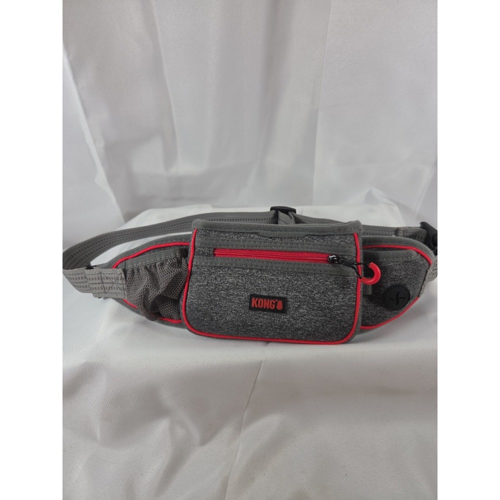 Kong On-The-Go Reflective Waist Pack Grey Red Pouch Dog Pet Outdoor